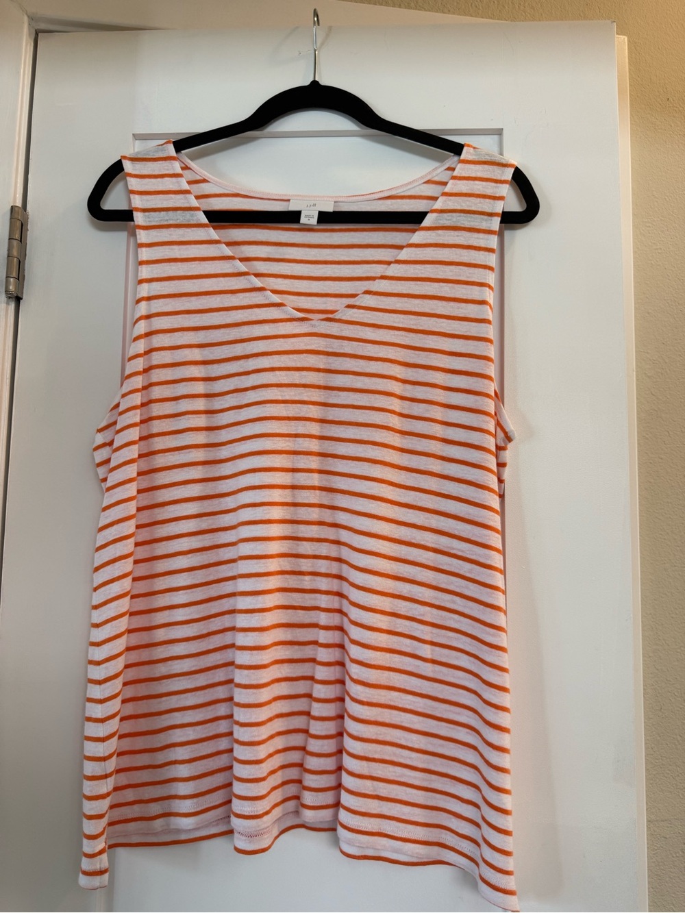 J. Jill Orange and White Striped V-Neck Tank